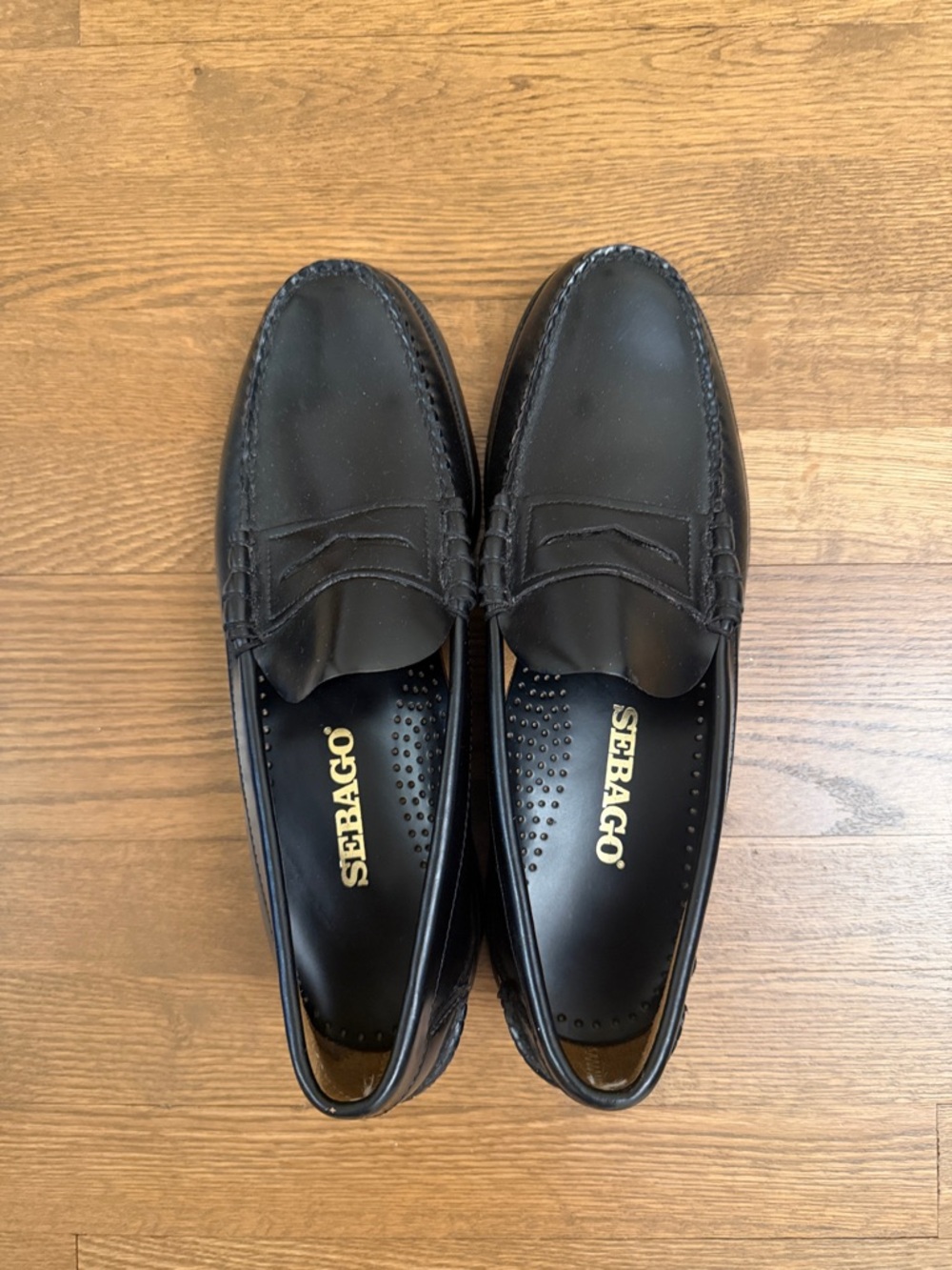 Sebago Black Leather Penny Loafers for Women